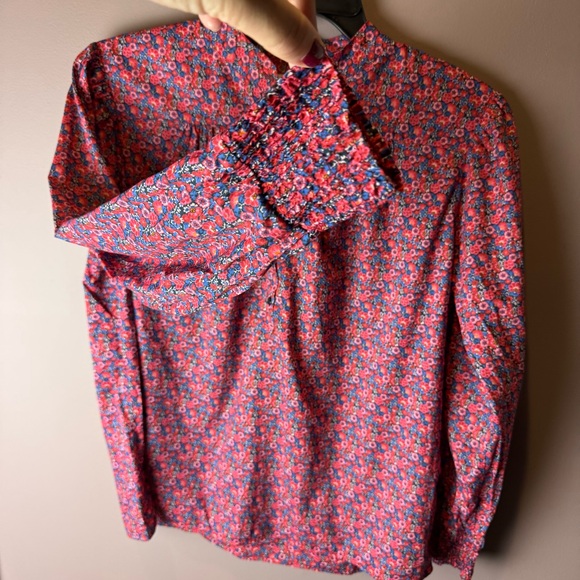 ba&sh freja lady top floral cotton blouse smocked sleeves Small (US 4) - Picture 7 of 12